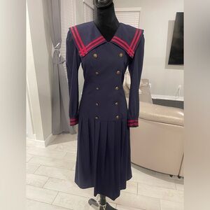 Lanz navy sailor blue and red gaucho dress size 4